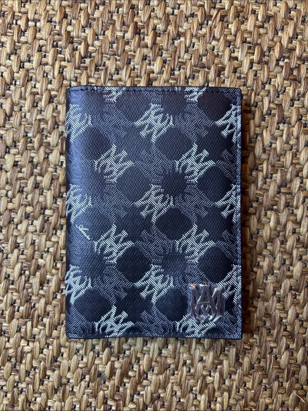 AMIRI Black & Gray Monogram Passport and Card Holder